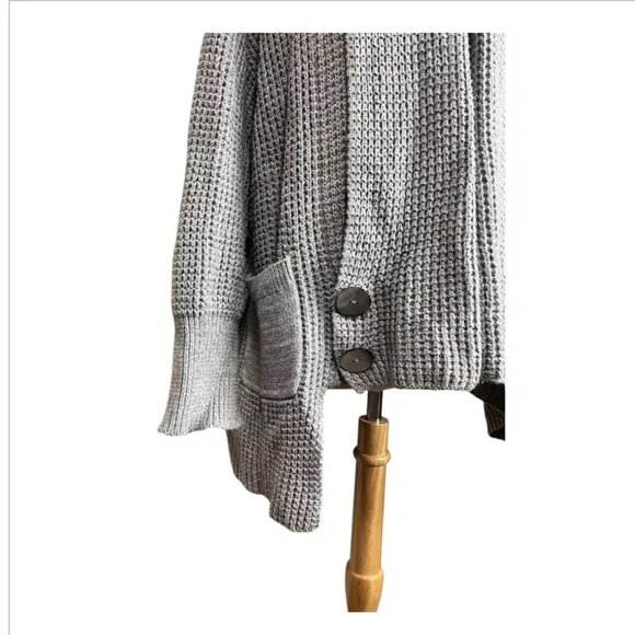 Soft Surroundings Townsend Cardigan L Shawl Collar Open Chunky Thick Knit Gray - Picture 5 of 8